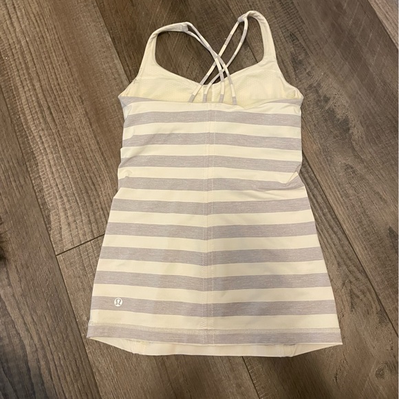 Lulu🍋 Cream and Grey Stripe Free to Be Tank 🍋 - Picture 3 of 6